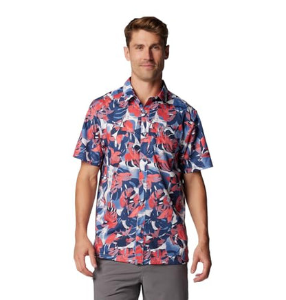 Camisa de Campamento Columbia para Hombre Super Slack Tide, Navy Collegiate Ikat Palms, Grande - imagen 3