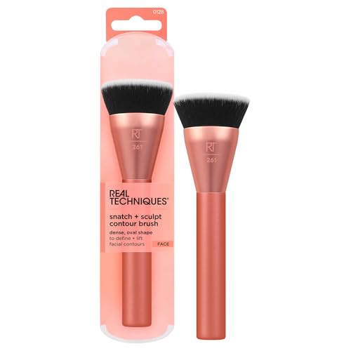 Brocha de Maquillaje Real Techniques Snatch + Sculpt para Contorno, para Líquidos y Cremas, Cabeza Ovalada y Plana, Cerdas Sintéticas, Vegana y Libre - imagen 1