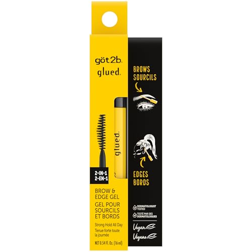 got2b Glued Gel 2 en 1 para Cejas y Control de Bordes, 0.54 Fl Oz, Gel para Cejas de Fijación Fuerte y Máscara para el Cabello, Resistente al Sudor, - imagen 1