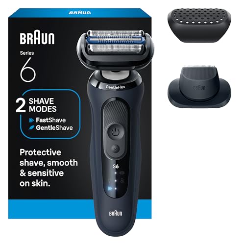 Braun Electric Shaver for Men, Series 6 6120s, Wet & Dry Shave, Turbo & Gentle Shaving Modes, with Precision Trimmer & Pouch, Blue - imagen 2