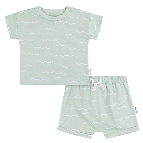 Conjunto de camiseta y pantalones cortos para bebé niño Gerber, olas, 6-9 meses - imagen 3