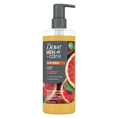DOVE MEN + CARE Champú y Acondicionador 2 en 1 Pure Fresh Naranja y Salvia para Cabello Fuerte y Saludable, con Vitamina C y Complejo Mineral, 17.5 oz - imagen 2