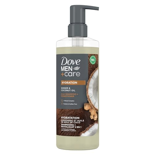 DOVE MEN + CARE Champú y Acondicionador 2 en 1 Jengibre y Aceite de Coco para Cabello Hidratado, +Complejo Mineral, 17.5 oz - imagen 3