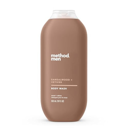Gel de Ducha para Hombre Method, Sándalo + Vetiver, Libre de Parabenos y Ftalatos, 18 fl oz (Paquete de 1) - imagen 1