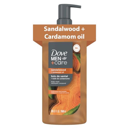 DOVE MEN Gel de Baño Hidratante | Gel de Baño Dermatológico para Hombres, Sin Sulfatos, Sin Parabenos, Sin Colorantes | Sándalo + Aceite de - imagen 4