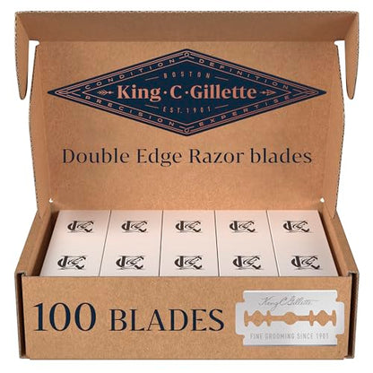 Cuchillas de doble filo King C. Gillette para maquinilla de afeitar, 100 unidades, con recubrimiento anti-fricción para mejor control - imagen 2