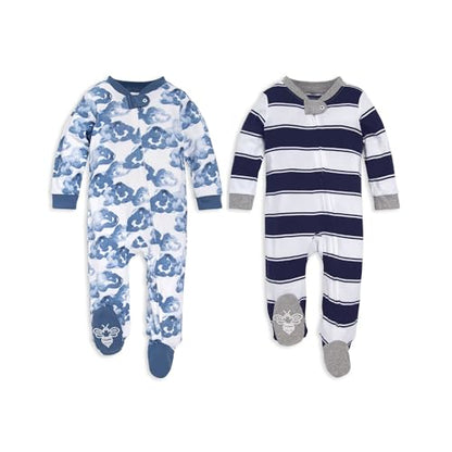 Pijamas de una pieza para bebés Burt's Bees Boys en algodón orgánico, con cierre frontal, esenciales para dormir y jugar - imagen 1