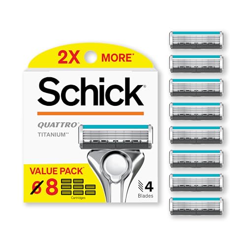 Recambios de Cuchillas Schick Quattro Titanium, 8 piezas | Cuchillas de Afeitar para Hombres, Recambios de Cuchillas Quattro, 4 Cuchillas por Cabezal - imagen 1