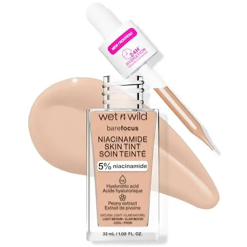 wet n wild Bare Focus Skin Tint, 5% Niacinamida, Cobertura Ligera y Construible, Acabado Radiante Natural, Hidratación con Ácido Hialurónico y - imagen 4