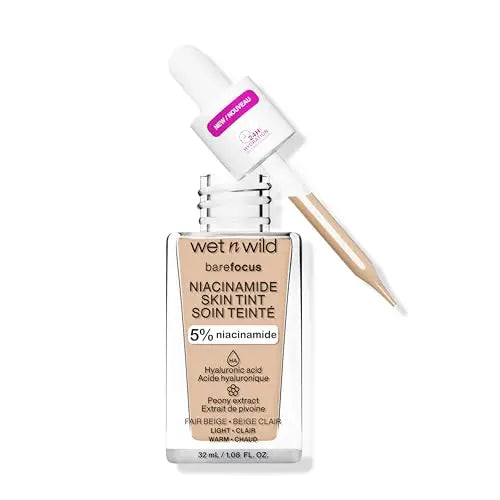 wet n wild Bare Focus Skin Tint, 5% Niacinamida, Cobertura Ligera y Construible, Acabado Radiante Natural, Hidratación con Ácido Hialurónico y - imagen 2