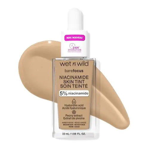 wet n wild Bare Focus Skin Tint, 5% Niacinamida, Cobertura Ligera y Construible, Acabado Radiante Natural, Hidratación con Ácido Hialurónico y - imagen 4