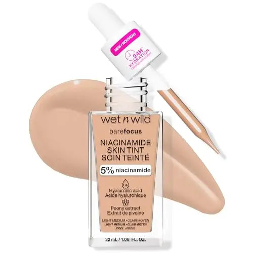 wet n wild Bare Focus Skin Tint, 5% Niacinamida, Cobertura Ligera y Construible, Acabado Radiante Natural, Hidratación con Ácido Hialurónico y - imagen 2
