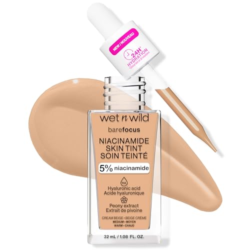 wet n wild Bare Focus Skin Tint, 5% Niacinamida, Cobertura Ligera y Construible, Acabado Radiante Natural, Hidratación con Ácido Hialurónico y - imagen 1