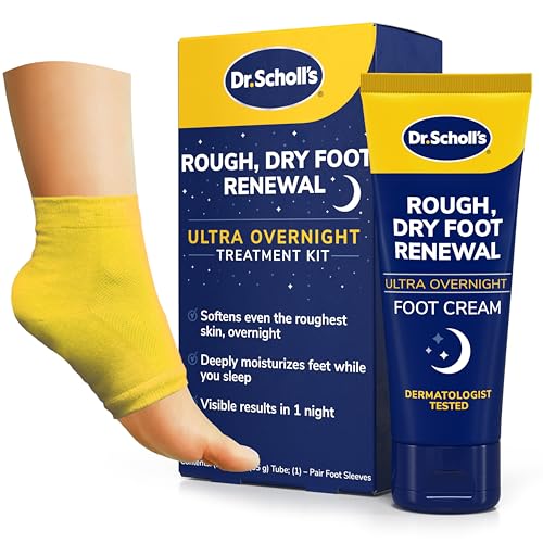 Tratamiento Ultra Nocturno para Pies Secos y Agrietados Dr. Scholl's con Crema para Pies de 3oz, Aloe, Aceite de Coco, Urea y Calcetines de Manga - imagen 1