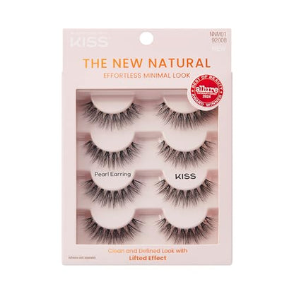 KISS The New Natural Pestañas Postizas 'Pearl Earring', 12mm, Incluye 4 Pares, Fáciles de Aplicar, Reutilizables - imagen 1