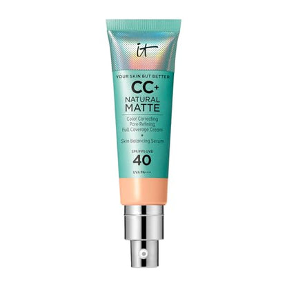 IT Cosmetics CC+ Cream Natural Matte (Light Medium) - Base de Maquillaje Poreless de Cobertura Completa con SPF 40, Control de Brillo 16HR, Corrector - imagen 3