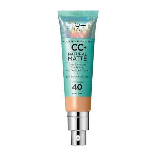 IT Cosmetics CC+ Cream Natural Matte (Medium Tan) - Base de Maquillaje de Cobertura Completa con SPF 40, Control de Brillo 16HR, Corrector de Color, - imagen 2