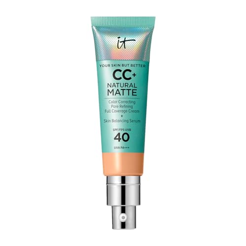 IT Cosmetics CC+ Cream Natural Matte (Medio) - Base de Maquillaje de Cobertura Total Poreless con SPF 40, Control de Brillo 16HR, Corrector de Color, - imagen 3