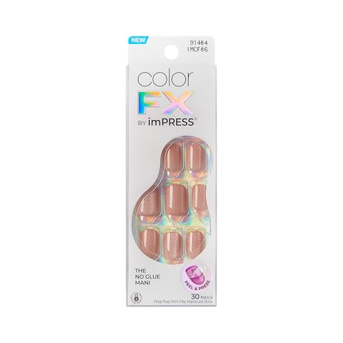 Kiss Impress Uñas Postizas Sin Pegamento, ColorFX, 'Starstruck', Rosa, Tamaño Corto, Forma Squoval, Incluye 30 Uñas, Toallita Preparadora, - imagen 1