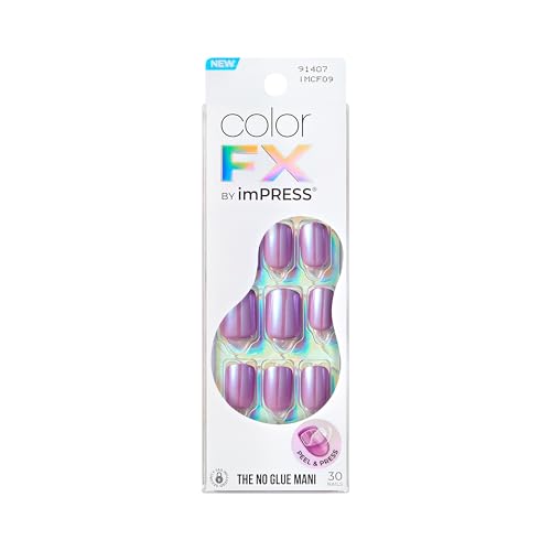 Kiss Impress Uñas Postizas Sin Pegamento, Color FX, 'Wonder', Morado, Tamaño Corto, Forma Squoval, Incluye 30 Uñas, Toallita Prep, Instrucciones, 1 - imagen 1