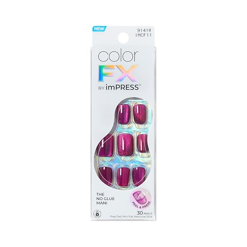 Kiss Impress Uñas Postizas Sin Pegamento, ColorFX, 'Levels', Rosa, Talla Corta, Forma Squoval, Incluye 30 Uñas, Toallita Preparadora, Instrucciones, - imagen 1
