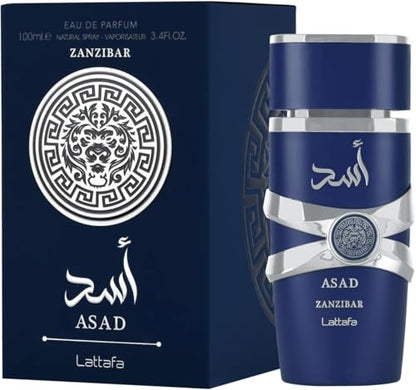 Lattafa Asad Zanzibar - Fragancia Eau de Parfum Duradera para Hombre, Notas Frescas, Picantes, de Vainilla y Coco, 100 ml - imagen 4