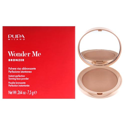 Pupa Milano Wonder Me Bronceador - Polvo Bronceador Mate Reduce Poros e Imperfecciones - Resistente al Sudor - Sin Talco - 001 Neutral Claro - 7.5 g - imagen 4