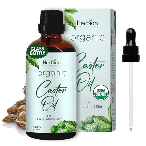 Aceite de Ricino Orgánico HERBION Naturals Certificado USDA, 100% Puro, Prensado en Frío, Libre de Hexano. Hidratante y Tratamiento Capilar, Botella - imagen 3