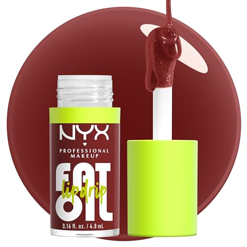 NYX PROFESSIONAL MAKEUP Fat Oil Lip Drip, Brillo Labial Hidratante Vegano, Fórmula Tinte, Hidratación de Hasta 12 Horas - Inside Scoop (Marrón - imagen 1