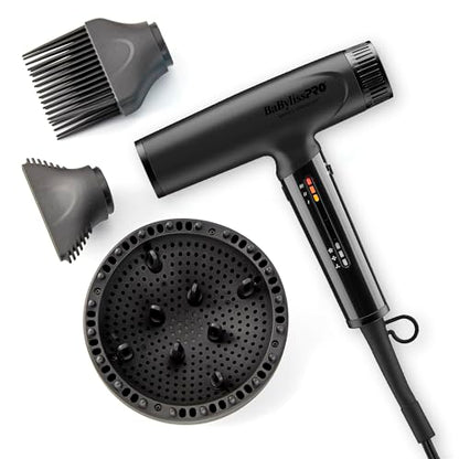 BaBylissPRO Nano Titanium Professional Nano Light Ionic Dual-Voltage Lightweight Hair Dryer in Black, Portable Travel Professional Styling Tool with D - imagen 1