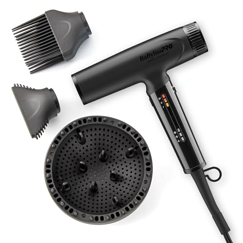 BaBylissPRO Nano Titanium Professional Nano Light Ionic Dual-Voltage Lightweight Hair Dryer in Black, Portable Travel Professional Styling Tool with D - imagen 3