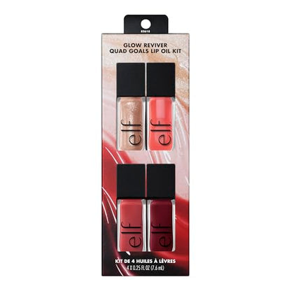 e.l.f. Kit de Aceites Labiales Glow Reviver Quad Goals, 4 Aceites Labiales Tinte Hidratantes, Set de Brillo Labial, Cuidado Labial Vegano y Libre de - imagen 1