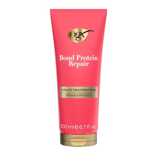Mascarilla Tratamiento de 1 Minuto OGX Repair & Protect Bond Protein, Acondicionador Profundo para Cabello Brillante y Suave, 6.7 fl. oz - imagen 1