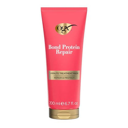 Mascarilla Tratamiento de 1 Minuto OGX Repair & Protect Bond Protein, Acondicionador Profundo para Cabello Brillante y Suave, 6.7 fl. oz - imagen 3