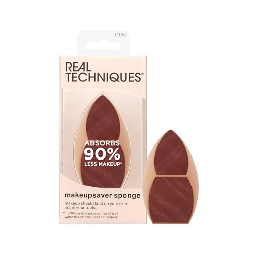 Esponja Real Techniques Makeupsaver, Blender para Maquillaje de Formulaciones Líquidas y Cremosas, Acabado Natural, Reduce el Desperdicio, 1 Cuenta - imagen 1