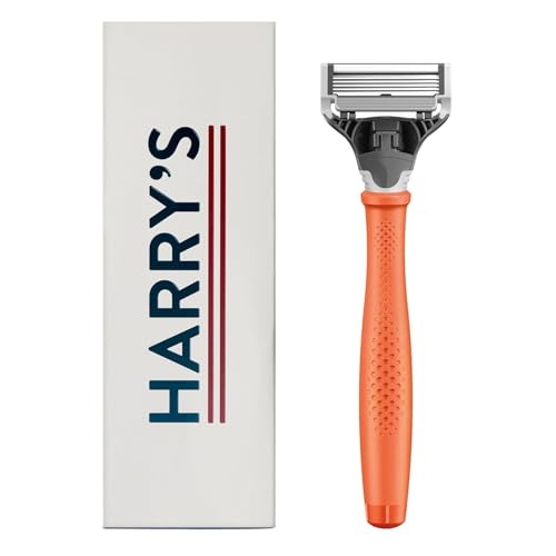 Rasuradora Harry's para Hombre - Mango de Afeitar y Cartucho de Cuchillas - Set de Afeitado Regalo para Él - Naranja - imagen 1