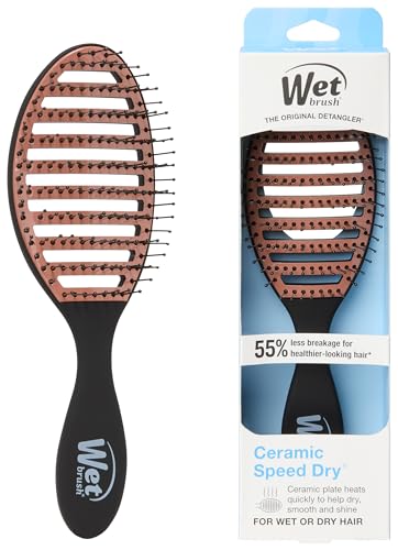 Cepillo de Pelo Wet Brush Ceramic Speed Dry, Negro - Diseño Ventilado y Cerditas HeatFlex Suaves para Estilo Seguro con Secador - Mango Ergonómico - imagen 4