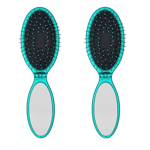 Cepillo Desenredante Wet Brush Pop Go, Azul Teal - Diseño Plegable, Ideal para Viajes, Cerdas Ultrasuaves IntelliFlex, Con Espejo Integrado, Para - imagen 2