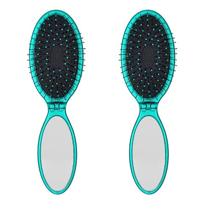 Cepillo Desenredante Wet Brush Pop Go, Azul Teal - Diseño Plegable, Ideal para Viajes, Cerdas Ultrasuaves IntelliFlex, Con Espejo Integrado, Para - imagen 2
