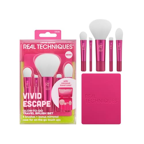 Set de Brochas de Maquillaje Real Techniques Vivid Escape Glow-To-Go de 6 Piezas, Mini Brochas para Sombra, Corrector, Contorno y Rubor, Incluye - imagen 2