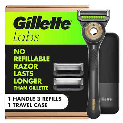 GilletteLabs Maquinilla de Afeitar para Hombre con Barra Exfoliante, 1 Mango, 3 Recambios de Cuchillas, Incluye Estuche de Viaje - imagen 3