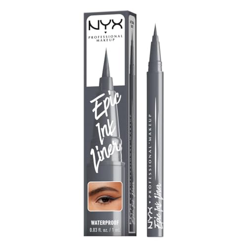 Eyeliner Líquido Mate Impermeable NYX PROFESSIONAL MAKEUP Epic Ink, Fórmula Vegana - Stone Washed (Gris) - imagen 3