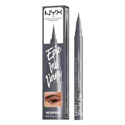 Eyeliner Líquido Mate Impermeable NYX PROFESSIONAL MAKEUP Epic Ink, Fórmula Vegana - Stone Washed (Gris) - imagen 2