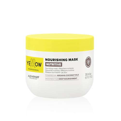 ALFAPARF MILANO Máscara Nutritiva Profesional Amarilla para Cabello Seco - Con Aceites de Argán y Coco - Hidratación Profunda (300 ml) - imagen 2