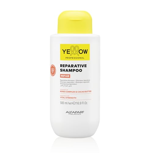 Champú Reparador ALFAPARF MILANO Yellow Professional para Cabello Dañado - Con Complejo de Enlace y Manteca de Cacao - Fortalece la Vitalidad (500 ml) - imagen 2