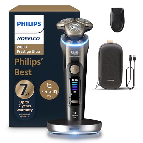Philips Norelco Shaver i9000 Prestige Ultra, Wet & Dry Electric Shaver, Black Gradient, SenseIQ Pro Technology, Triple Lift & Cut System, 360 Rotating - imagen 4