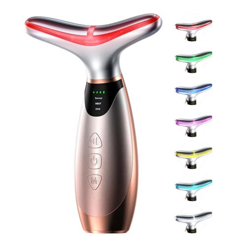 Masajeador Facial Pedete, Terapia de Luz Roja de 7 Colores para Cara y Cuello, Dispositivo de Elevación Facial con Vibración y Calor de 113°F para - imagen 4