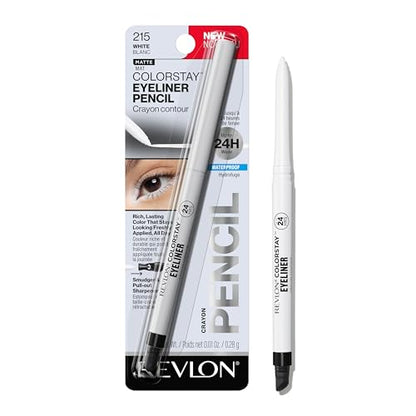 Lápiz de Ojos Waterproof REVLON ColorStay, Resistente a Manchas, Maquillaje de Ojos con Sacapuntas Integrado, 215 Blanco, 0.01 oz - imagen 1
