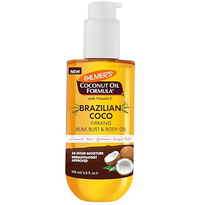 Aceite Corporal Palmer's Coconut Oil Formula Brasilero Coco Firmador con Vitamina E, 6.5 Fl Oz, Ayuda a Afirmar Piel de Glúteos, Bustos y Abdomen, - imagen 2