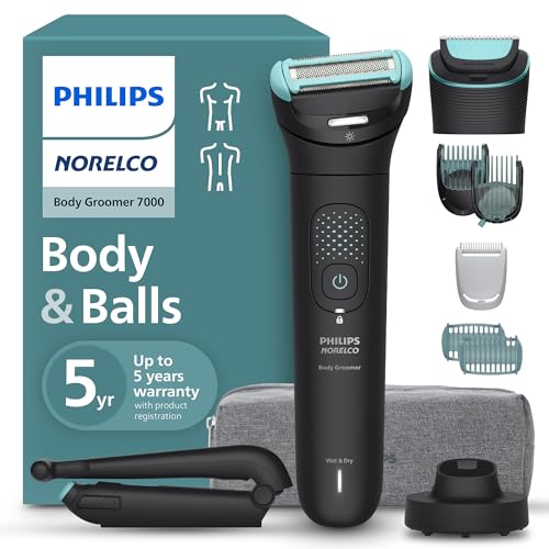 Philips Norelco Body Groomer 7000 Series, Afeitadora Corporal Impermeable para Hombre con Estuche de Viaje, Sistema de Afeitado Triple Protección y - imagen 1
